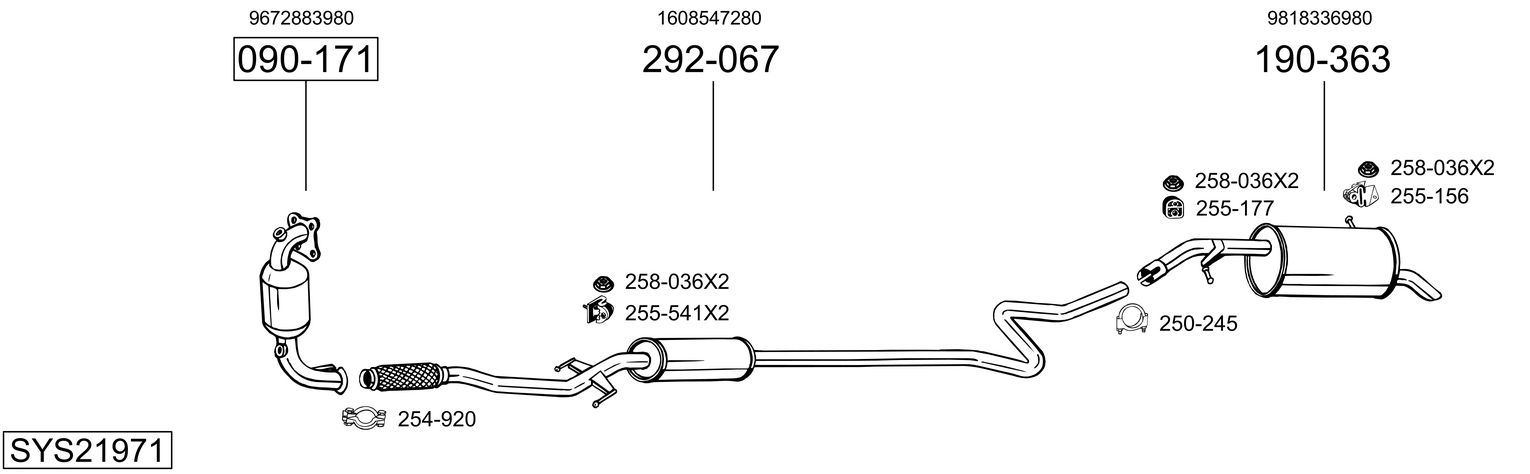 Układ wydechowy BOSAL SYS21971