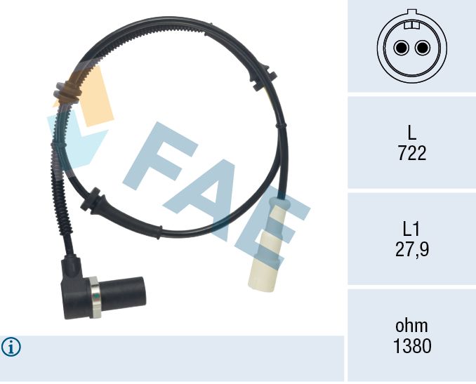 Czujnik, prędkość obrotowa koła FAE 78789