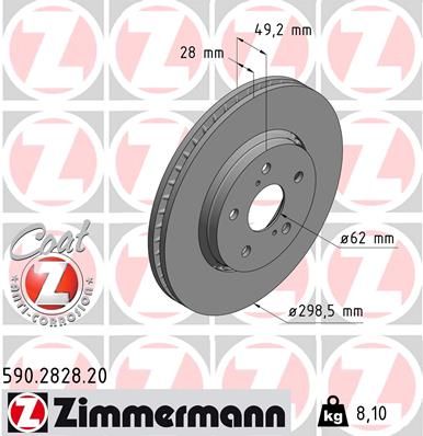 Brzdový kotouč ZIMMERMANN 590.2828.20