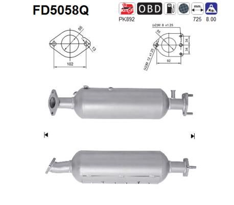 Filtr sadzy / filtr cząstek stałych, układ wydechowy AS FD5058Q