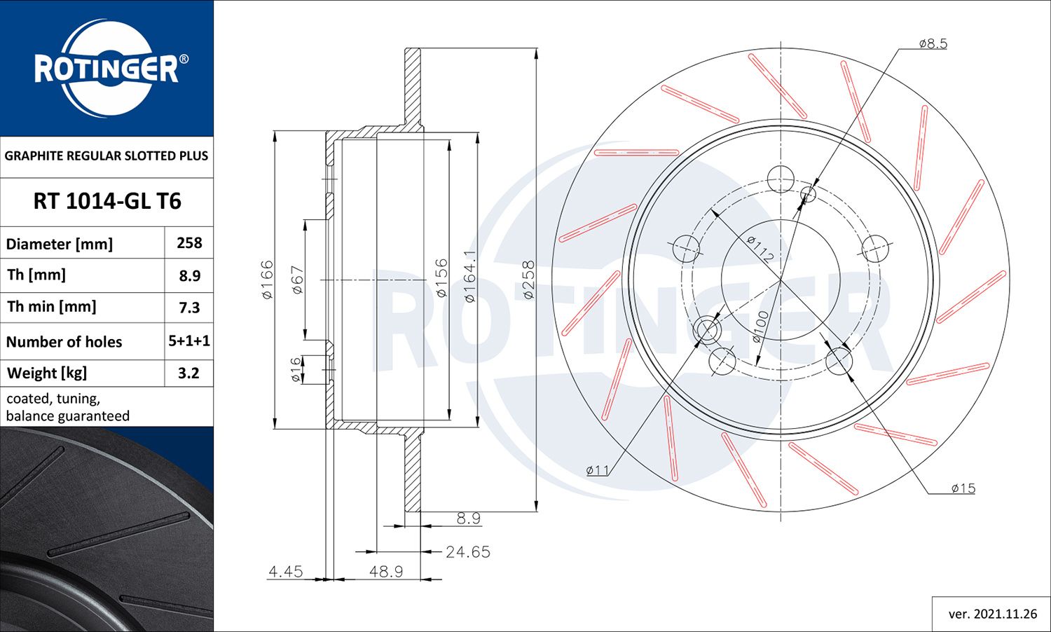 Tarcza hamulcowa ROTINGER RT 1014-GL T6