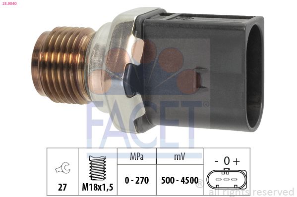 Czujnik, ciśnienie paliwa FACET 25.0040