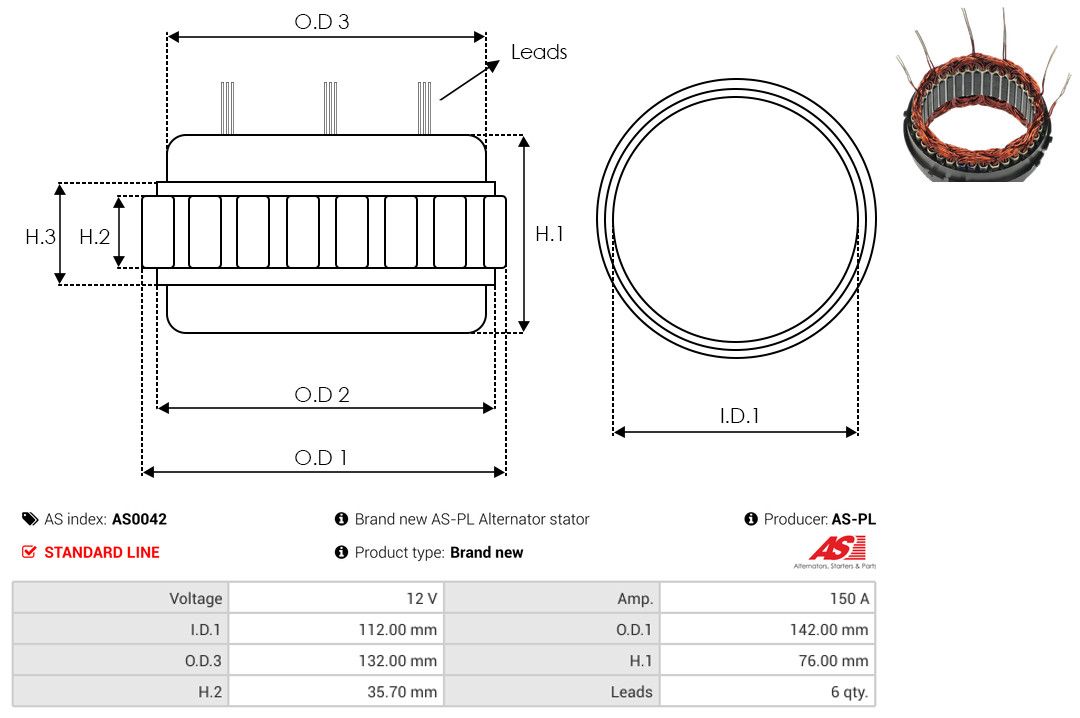 Levně Stator, generátor AS-PL AS0042