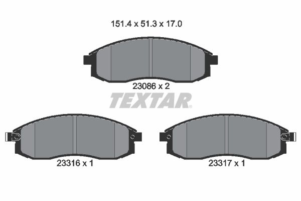 Sada brzdových platničiek kotúčovej brzdy TEXTAR 2308601