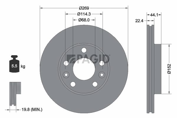 Tarcza hamulcowa PAGID 55726NC