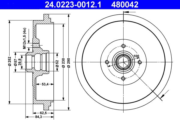 Brzdový buben ATE 24.0223-0012.1