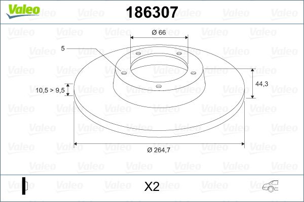 Tarcza hamulcowa VALEO 186307
