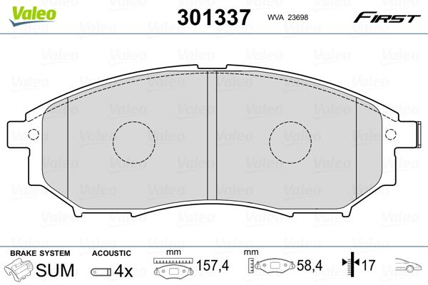 Sada brzdových platničiek kotúčovej brzdy VALEO 301337