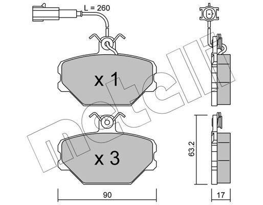 Zestaw klocków hamulcowych, hamulce tarczowe METELLI 22-0059-0
