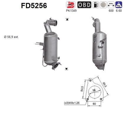 Filtr sadzy / filtr cząstek stałych, układ wydechowy AS 55489768