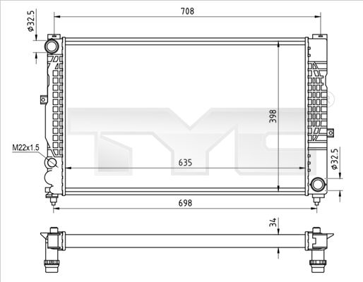 Chladič, chlazení motoru TYC 702-0010-R