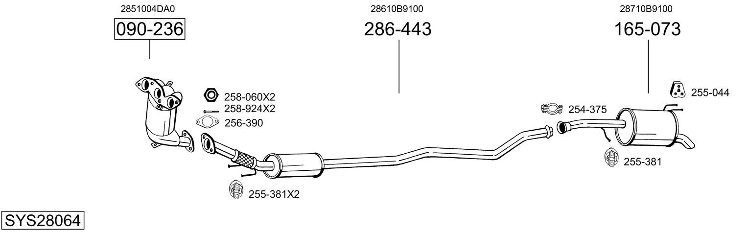 Układ wydechowy BOSAL SYS28064