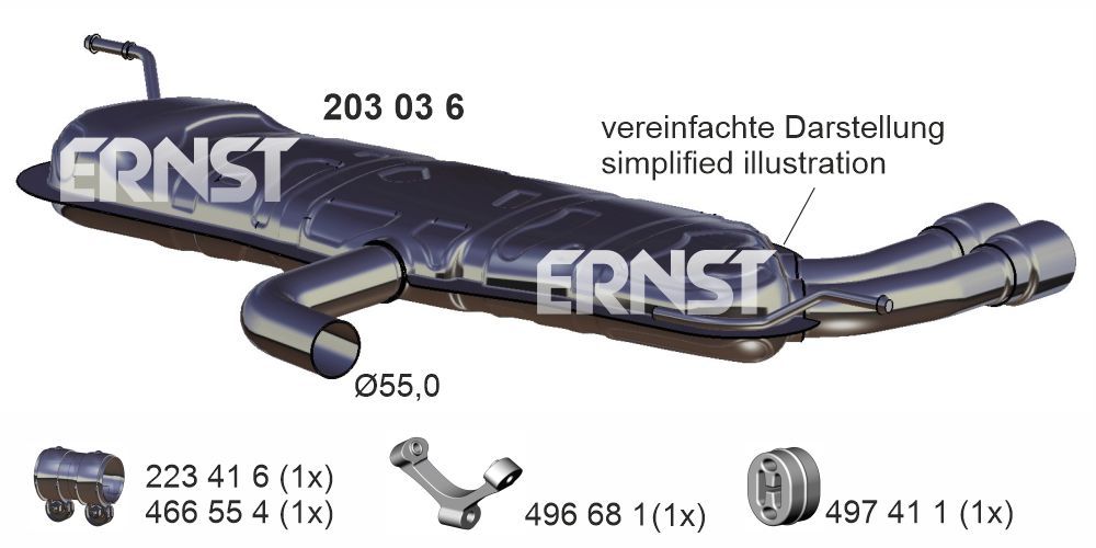 Zadní tlumič výfuku ERNST 203036