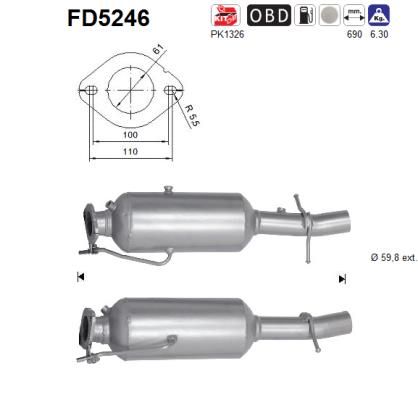 Filtr sadzy / filtr cząstek stałych, układ wydechowy AS 1840311