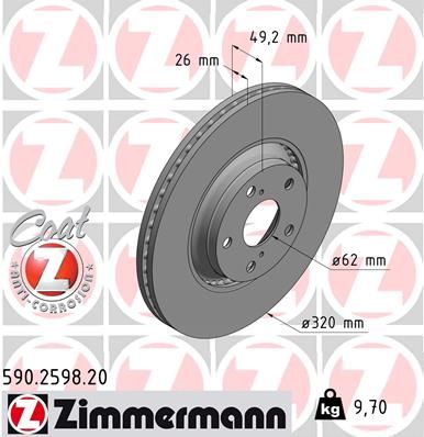 Brzdový kotouč ZIMMERMANN 590.2598.20