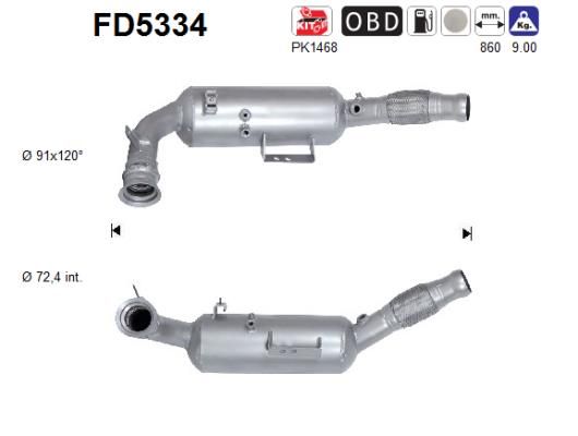 Filtr sadzy / filtr cząstek stałych, układ wydechowy AS FD5334