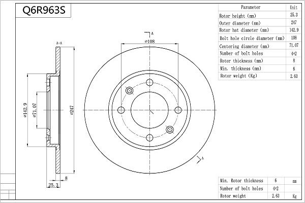 Tarcza hamulcowa AISIN Q6R963S