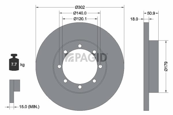 Tarcza hamulcowa PAGID 55308NC