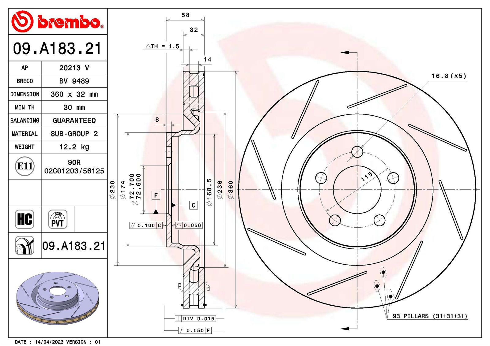 Tarcza hamulcowa AP 20213 V