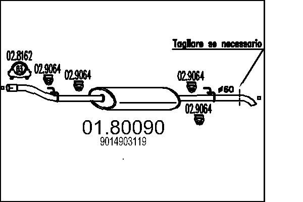 Levně Střední tlumič výfuku MTS 01.80090