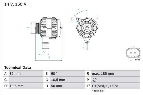 Alternator BOSCH 0 986 047 550