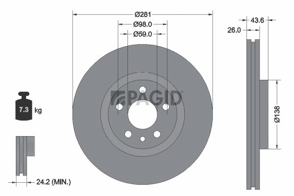 Tarcza hamulcowa PAGID 50619NC