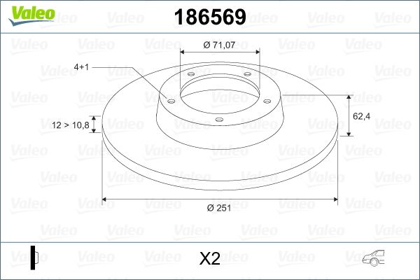 Tarcza hamulcowa VALEO 186569