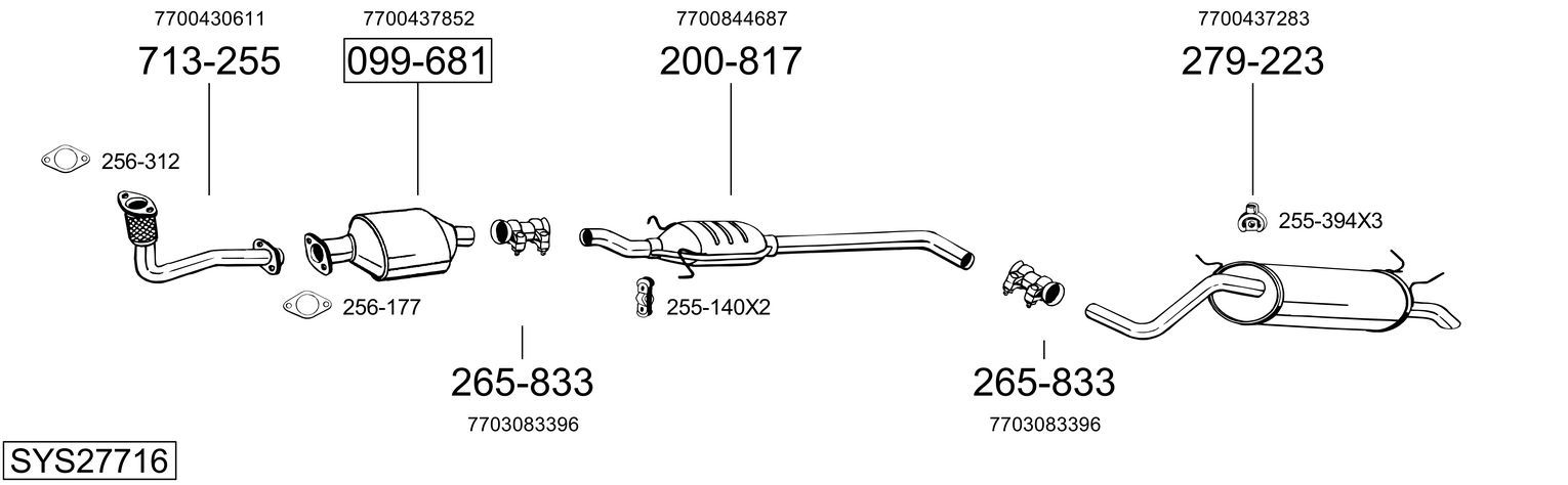 Układ wydechowy BOSAL SYS27716