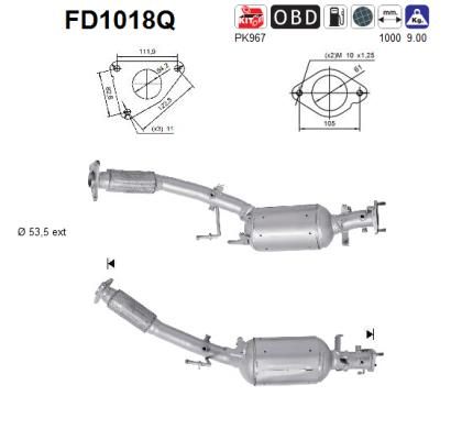 Filtr sadzy / filtr cząstek stałych, układ wydechowy AS 20010JD71A