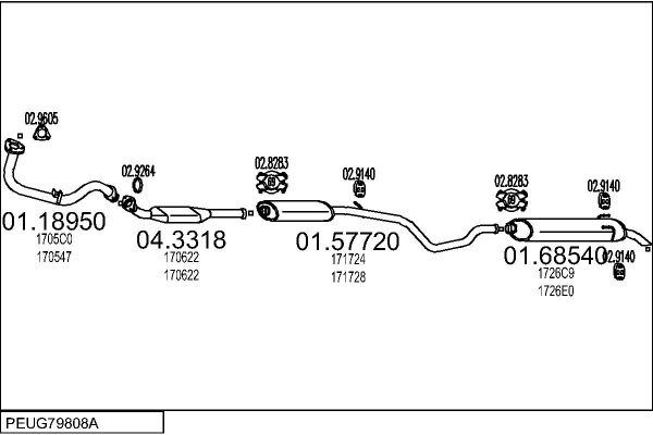 Układ wydechowy MTS PEUG79808A002480