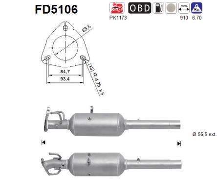 Filtr sadzy / filtr cząstek stałych, układ wydechowy AS FD5106