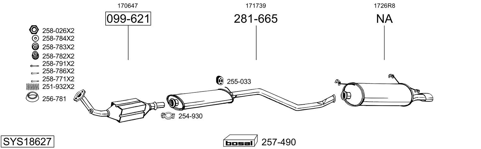 Układ wydechowy BOSAL SYS18627