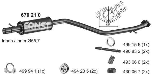Tłumik środkowy ERNST LFZ22055XB