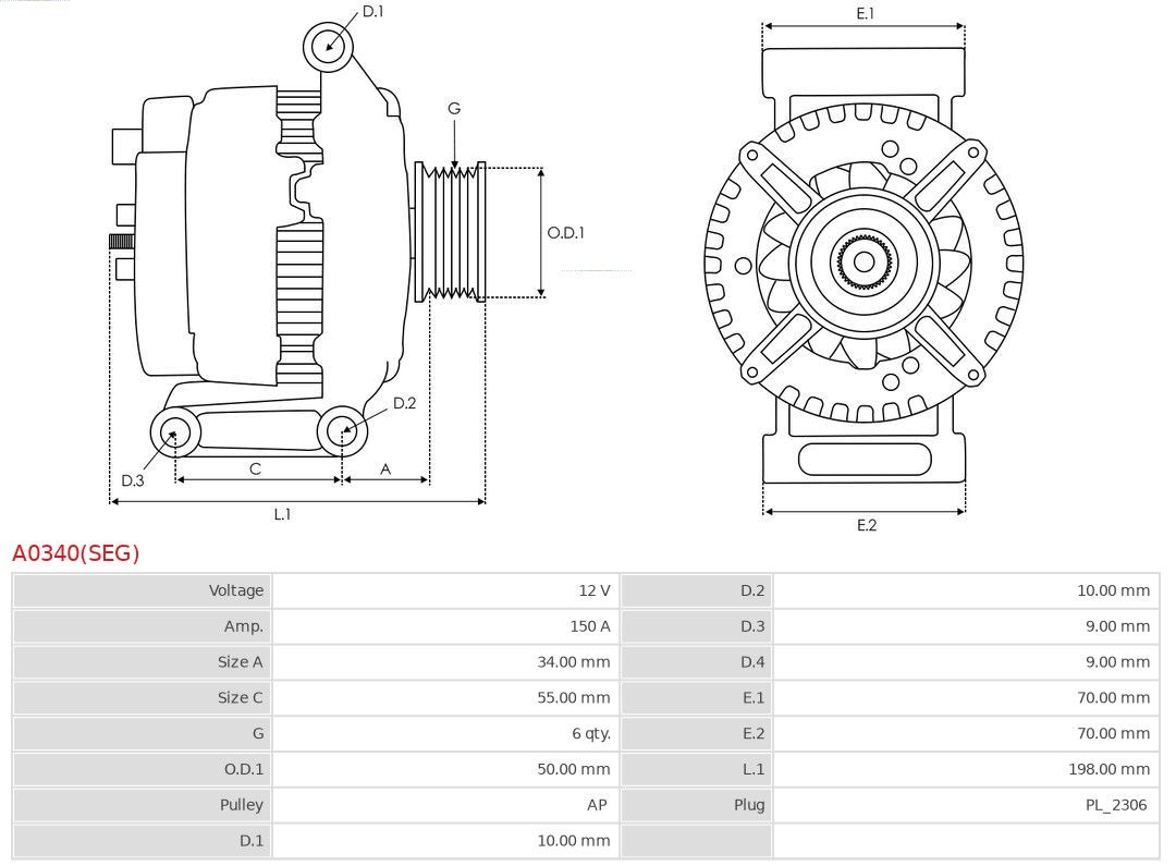 Alternator AS-PL A0340(SEG)