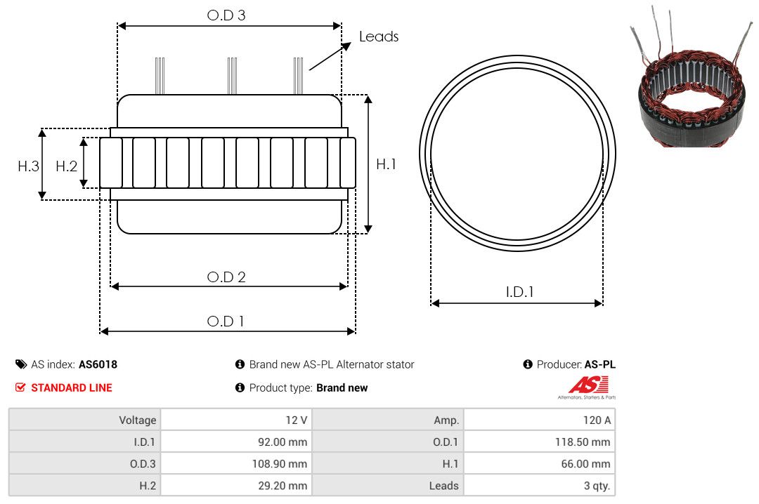 Levně Stator, generátor AS-PL AS6018