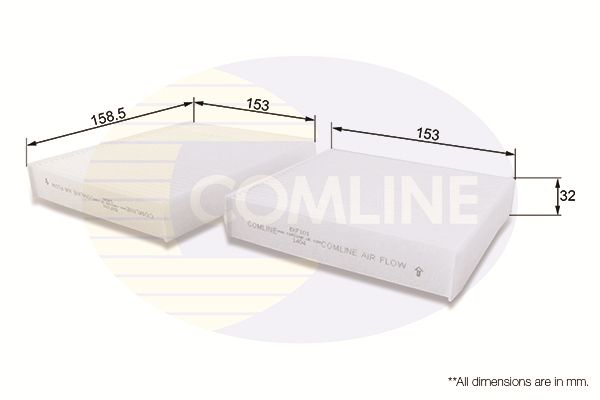 Filtr, wentylacja przestrzeni pasażerskiej COMLINE EKF101