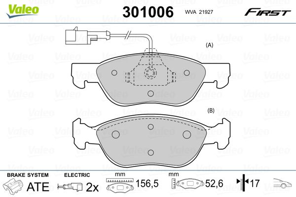 Sada brzdových platničiek kotúčovej brzdy VALEO 301006