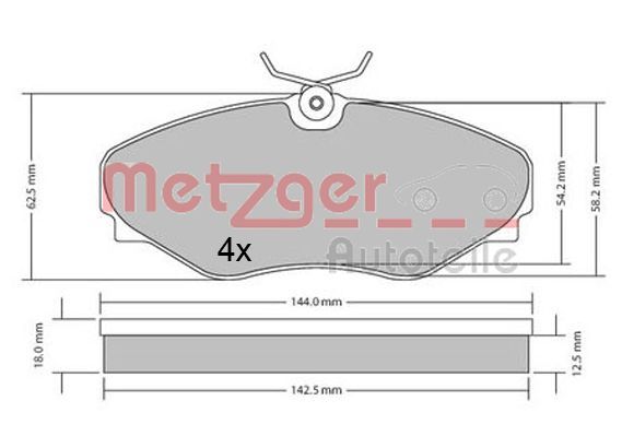 Zestaw klocków hamulcowych, hamulce tarczowe METZGER AUTOTEILE 1170537