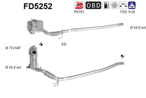 Filtr sadzy / filtr cząstek stałych, układ wydechowy AS 3C0254701JX