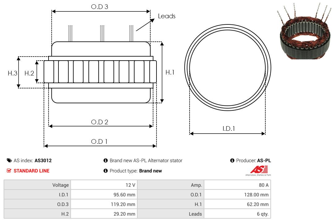 Levně Stator, generátor AS-PL AS3012