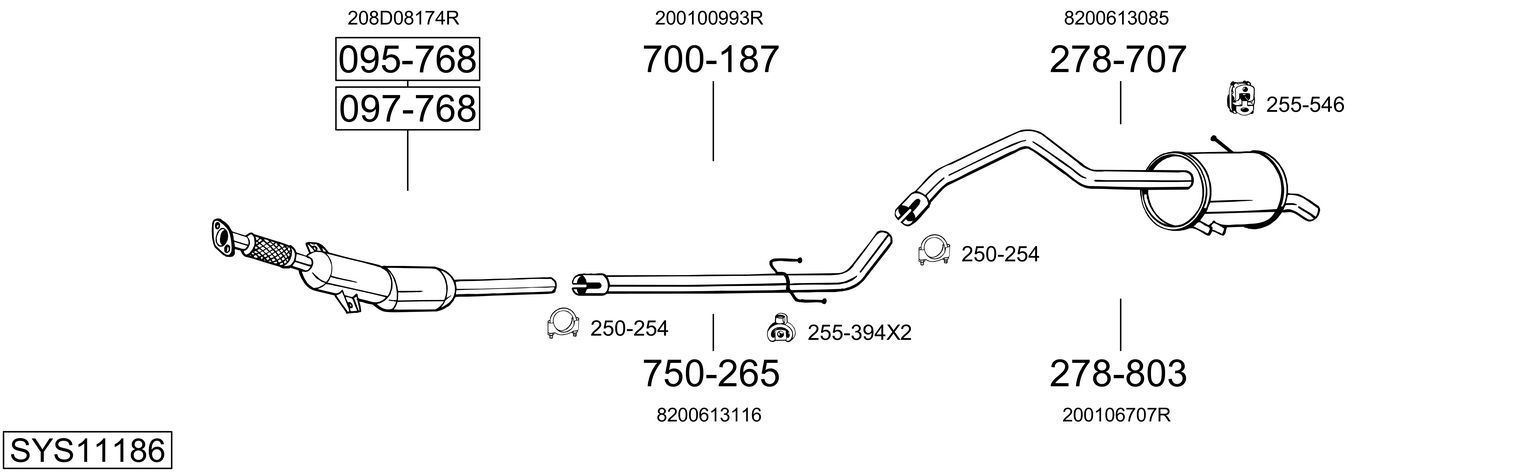 Układ wydechowy BOSAL SYS11186