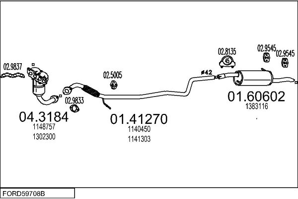 Układ wydechowy MTS FORD59708B018692