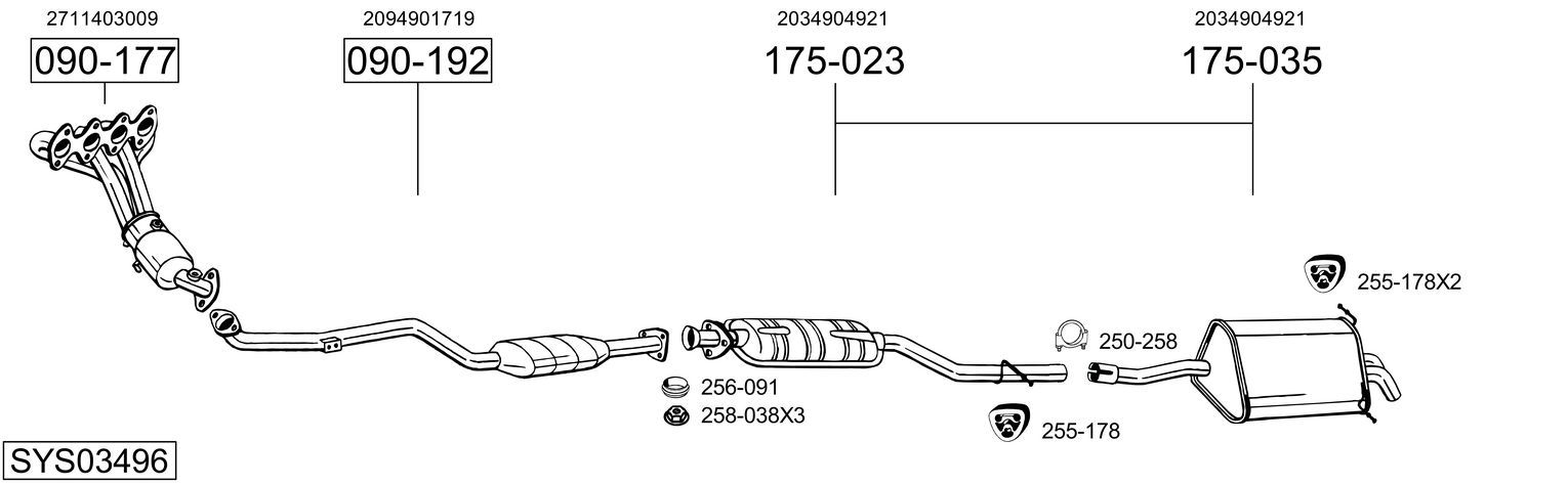 Układ wydechowy BOSAL SYS03496