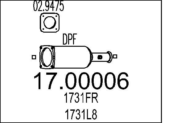 Filtr sadzy / filtr cząstek stałych, układ wydechowy MTS 17.00006