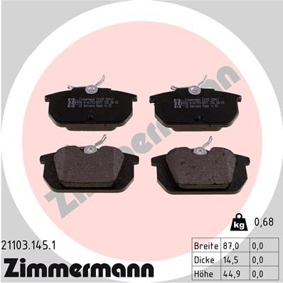 Sada brzdových destiček, kotoučová brzda ZIMMERMANN 21103.145.1