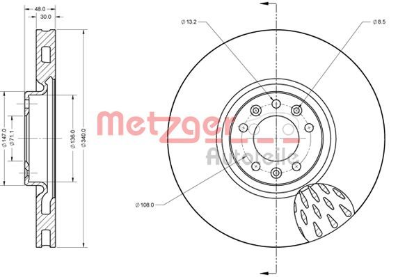 Tarcza hamulcowa METZGER AUTOTEILE 6110628