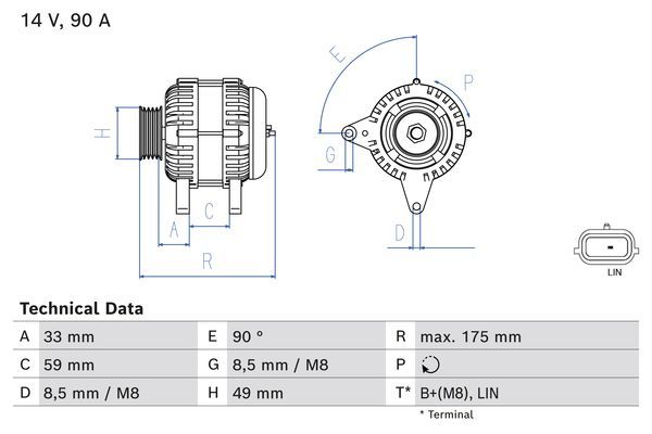 Alternator BOSCH 0 986 085 170