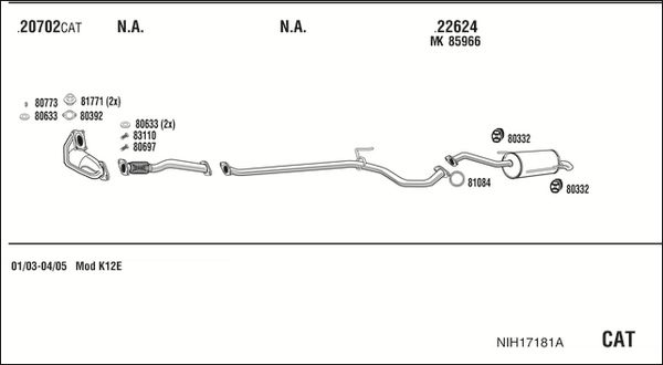 Układ wydechowy WALKER NIH17181A
