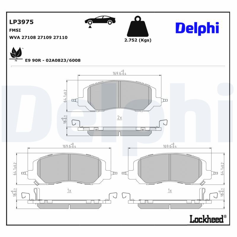 set placute frana,frana disc DELPHI LP3975