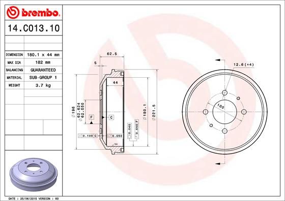 Brzdový buben BREMBO 14.C013.10